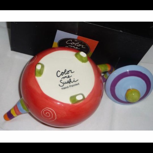 Color me Sushi ceramic footed teapot hand painted - Picture 6 of 6